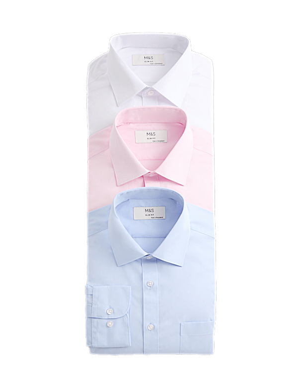 3 Pack Slim Fit Easy Iron Shirts