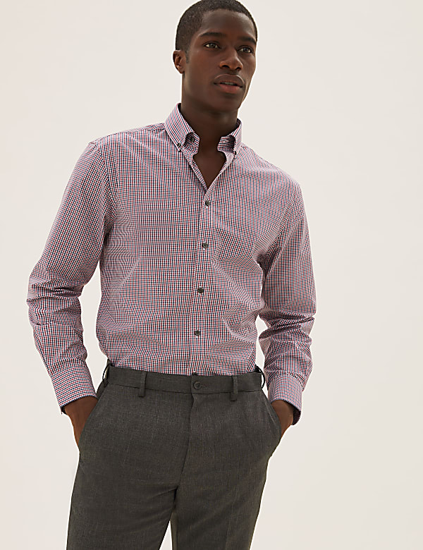 2 Pack Regular Fit Gingham Long Sleeve Shirts