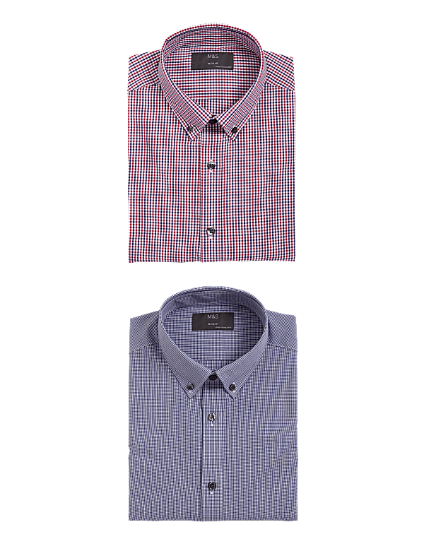 2 Pack Regular Fit Gingham Long Sleeve Shirts