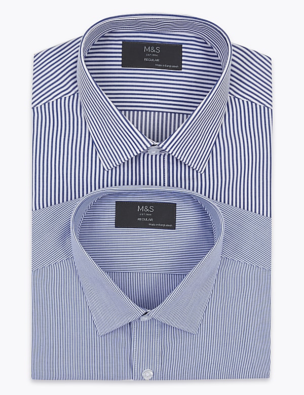 2 Pack Regular Fit Striped Shirts