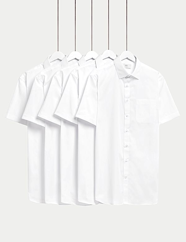 Pack de 5 camisas de manga corta ajustadas de planchado fácil - US