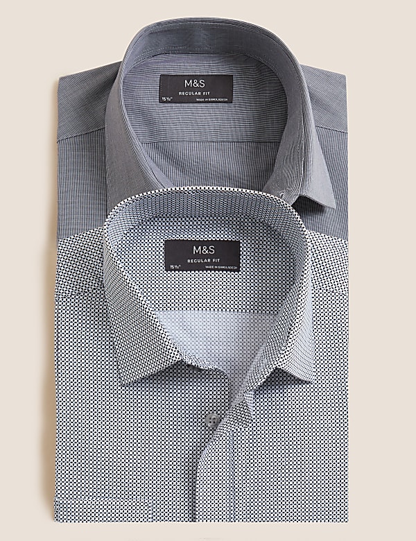 2pk Regular Fit Cotton Blend Printed Shirts