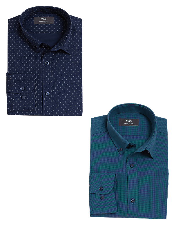 2pk Regular Fit Cotton Blend Long Sleeve Shirts