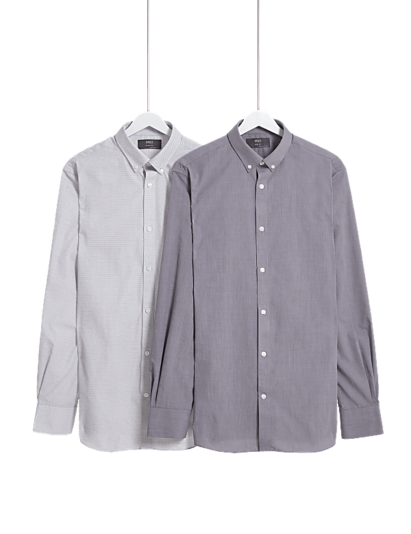 2pk Slim Fit Easy Iron Gingham Shirts