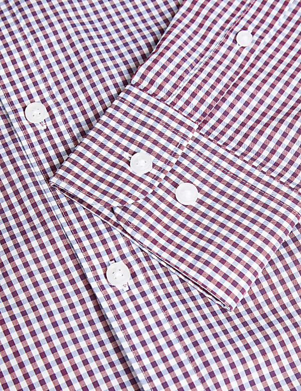 2pk Slim Fit Easy Iron Gingham Shirts