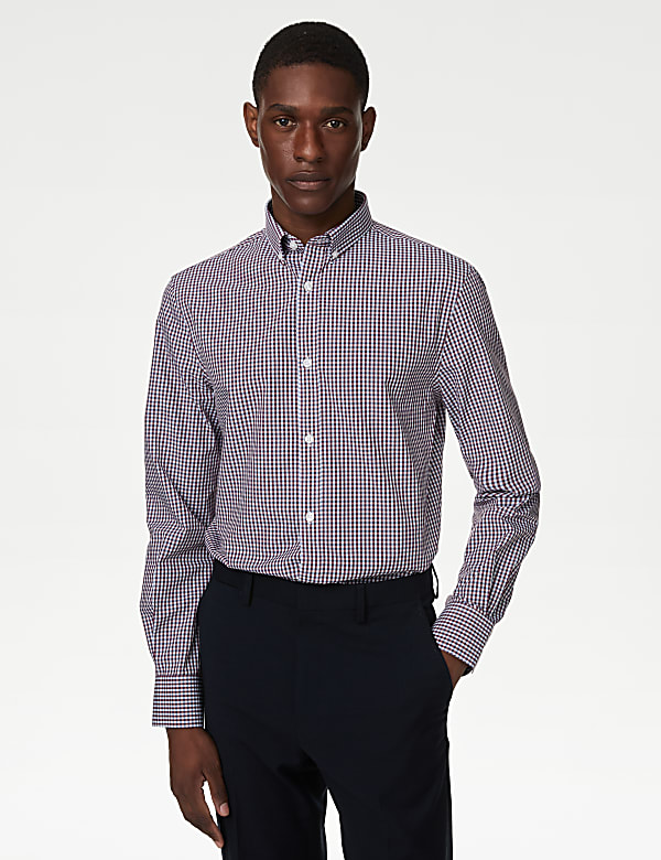 2pk Slim Fit Easy Iron Gingham Shirts