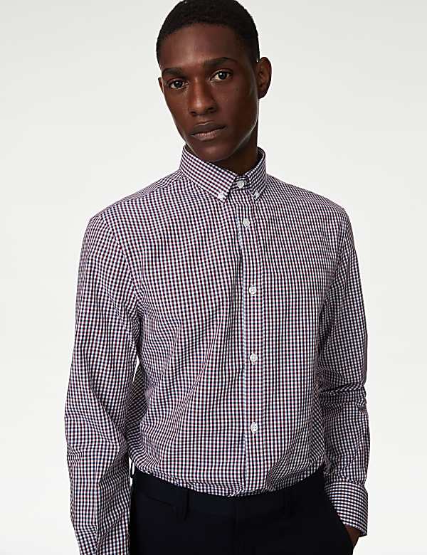 2pk Slim Fit Easy Iron Gingham Shirts