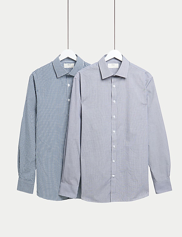 2pk Slim Fit Easy Iron Cotton Blend Shirts - JO