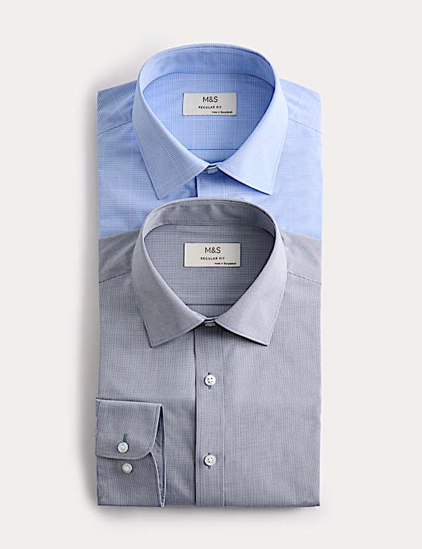 2 Pack Regular Fit Easy Iron Long Sleeve Shirts