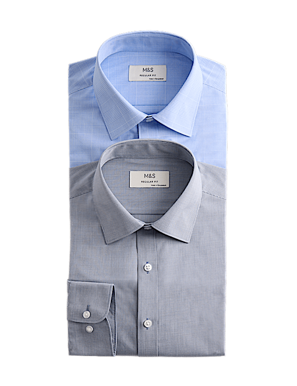 2 Pack Regular Fit Easy Iron Long Sleeve Shirts