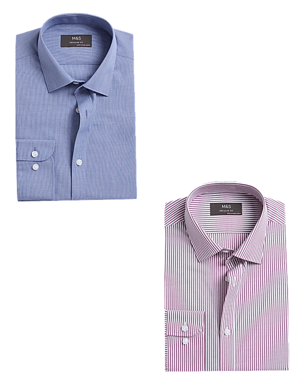2pk Regular Fit Easy Iron Long Sleeve Shirts