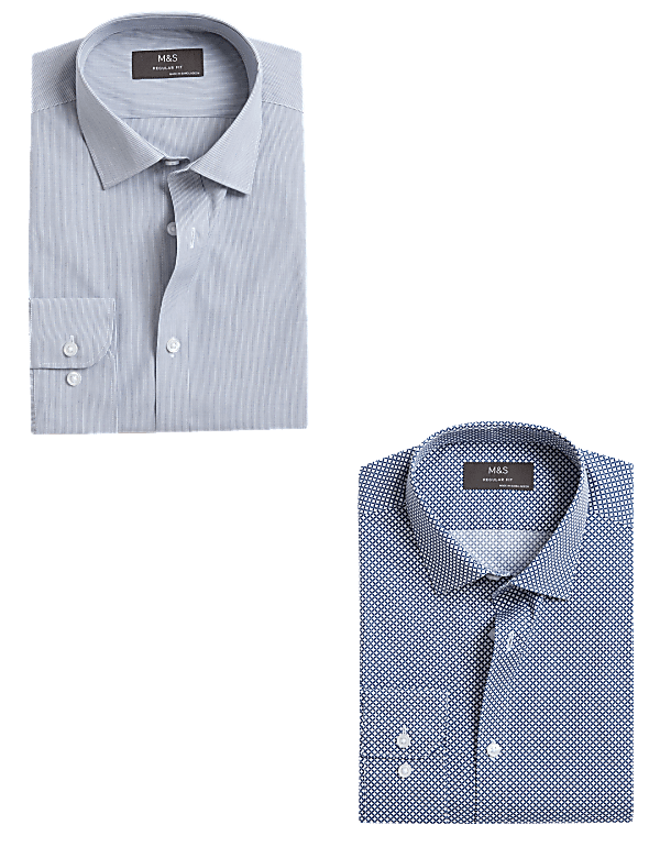 2pk Regular Fit Easy Iron Long Sleeve Shirts