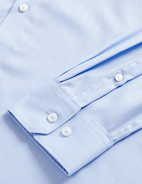 Regular Fit Pure Cotton Herringbone Shirt