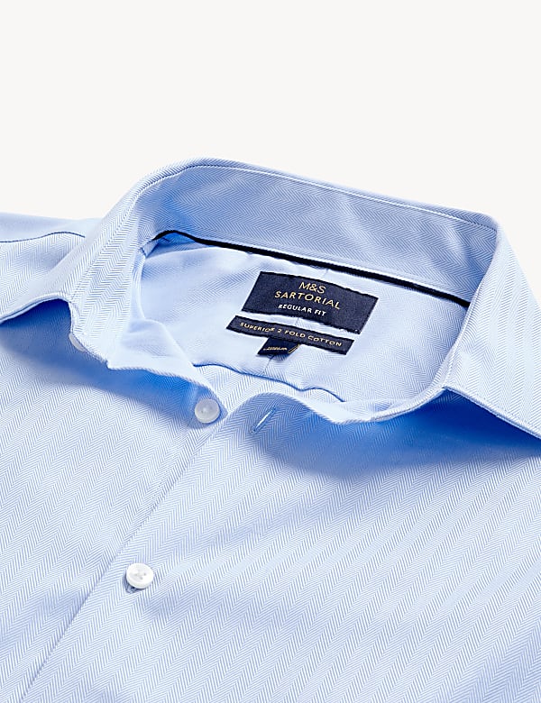 Regular Fit Pure Cotton Herringbone Shirt
