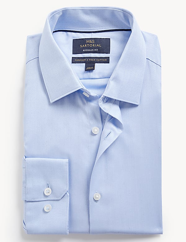 Regular Fit Pure Cotton Herringbone Shirt