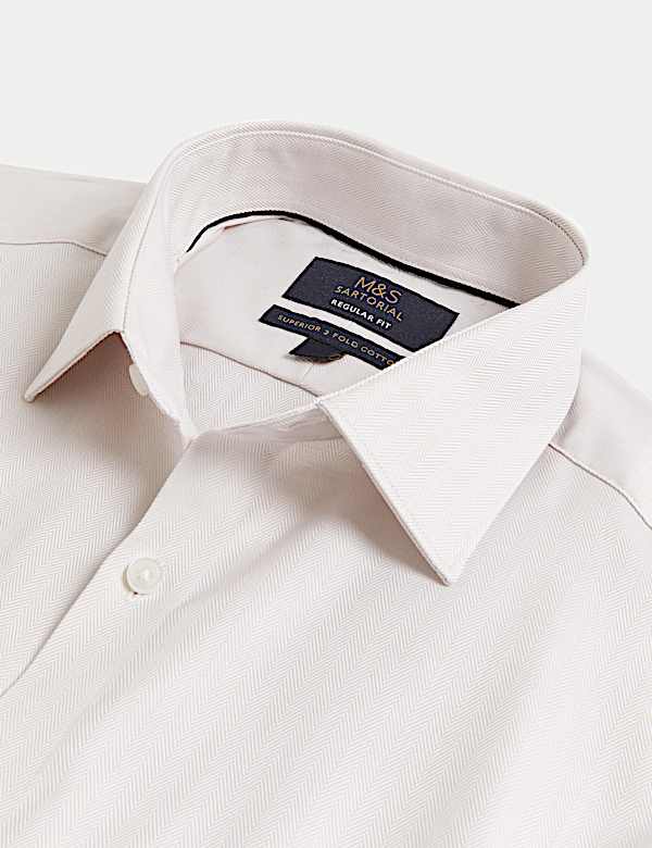 Regular Fit Pure Cotton Herringbone Shirt