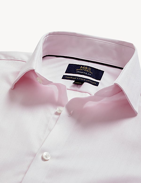 Regular Fit Pure Cotton Herringbone Shirt