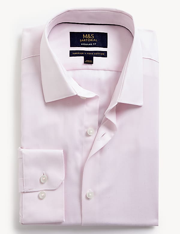Regular Fit Pure Cotton Herringbone Shirt