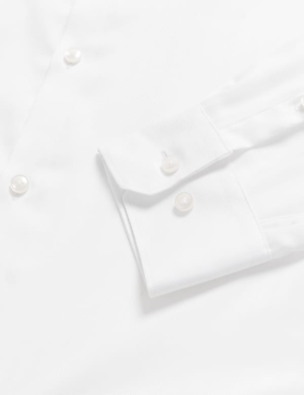 Regular Fit Pure Cotton Herringbone Shirt