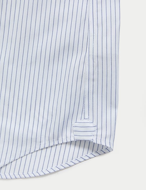 Camisa de rayas de algod&oacute;n pr&eacute;mium de corte ajustado - ES