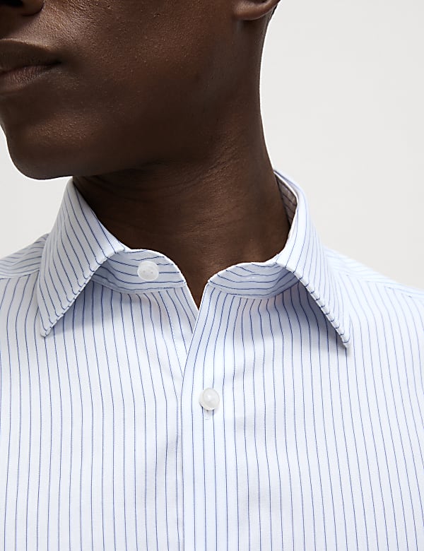 Camisa de rayas de algod&oacute;n pr&eacute;mium de corte ajustado - ES