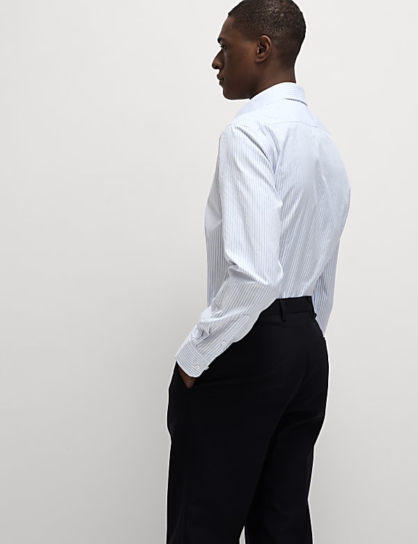 Camisa de rayas de algod&oacute;n pr&eacute;mium de corte ajustado - ES