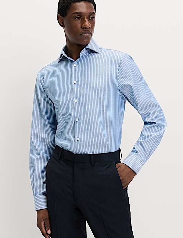 Regular Fit Pure Cotton Striped Luxury Shirt - ES