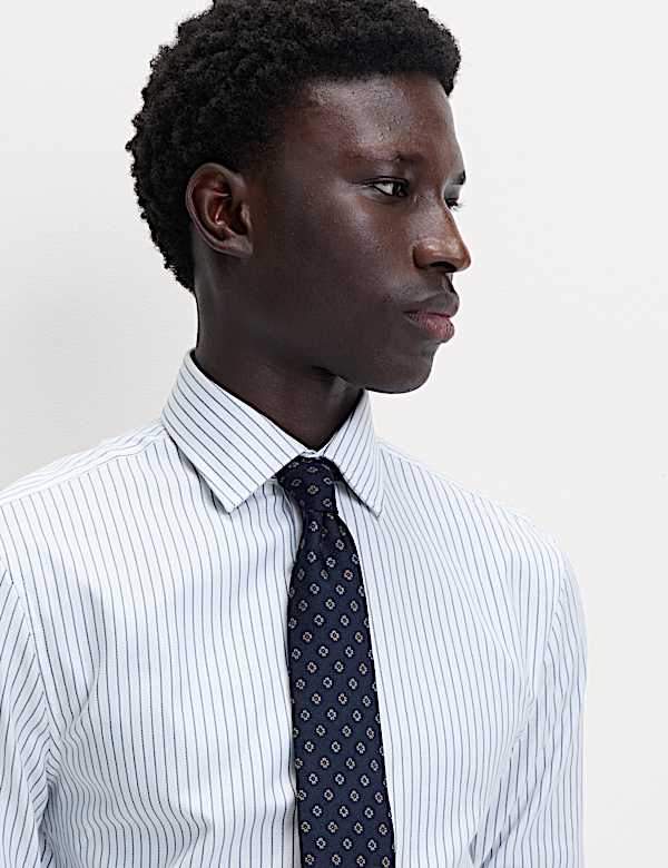 חולצה מפוספסת מכותנה טהורה בגזרה צרה - IL