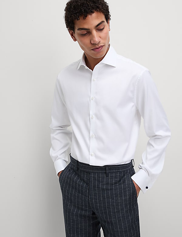Chemise coupe standard en coton de qualité supérieure à rayures - LU