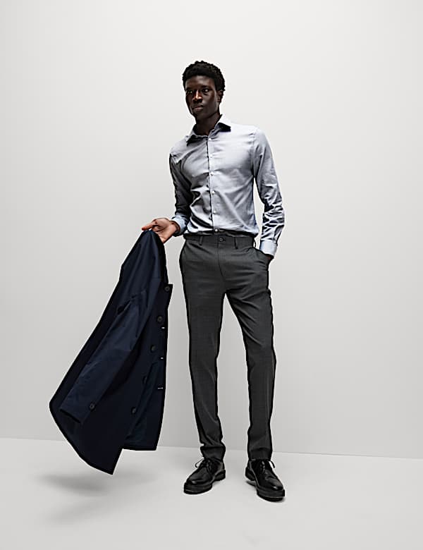 Schmal geschnittenes Hemd aus reiner reichhaltiger Baumwolle mit Strukturmuster - AT