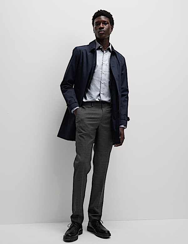 Schmal geschnittenes Hemd aus reiner reichhaltiger Baumwolle mit Strukturmuster - AT