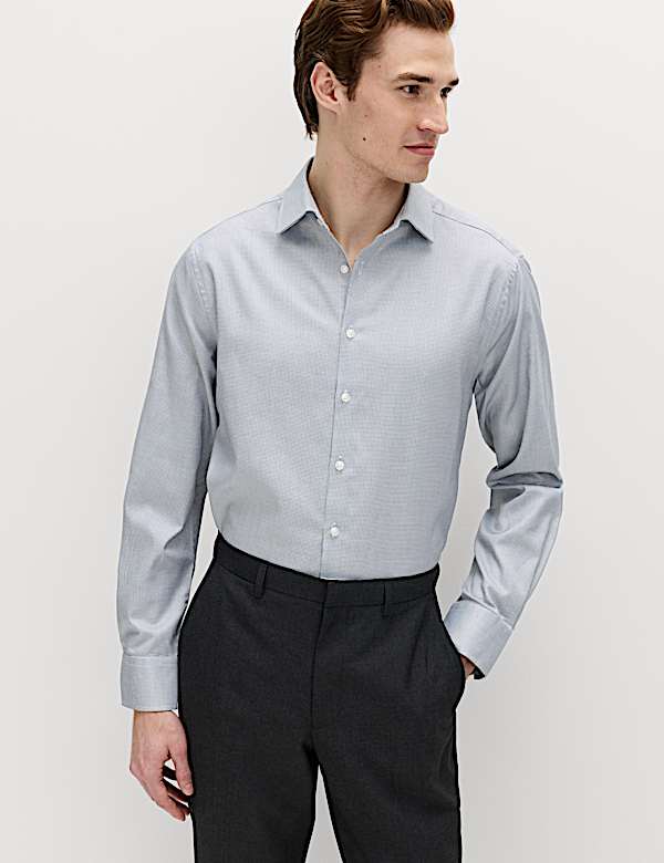 Regular Fit Pure Cotton Textured Luxury Shirt