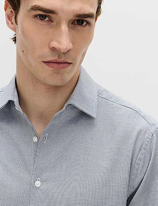 חולצה יוקרתית מכותנה טהורה בגזרה ישרה ובטקסטורה - IL