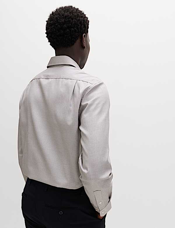 Luxury Cotton Easy Iron Slim Fit Textured Shirt - FI