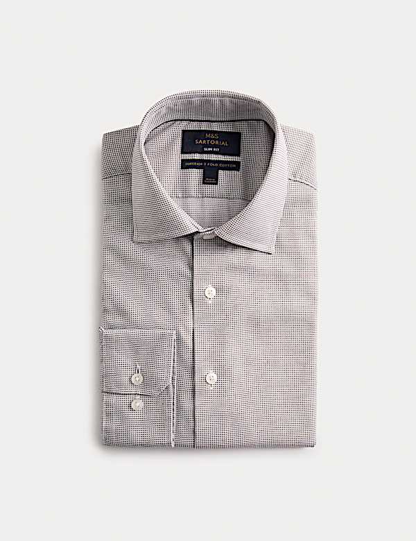 Luxury Cotton Easy Iron Slim Fit Textured Shirt - FI