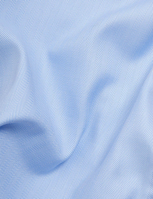 Slim Fit Double Cuff Herringbone Shirt