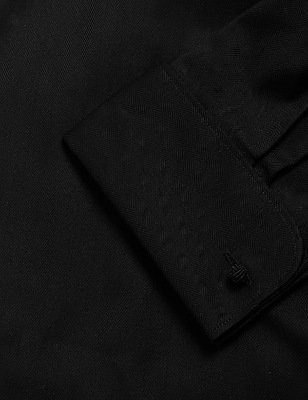 Regular Fit Pure Cotton Double Cuff Herringbone Shirt