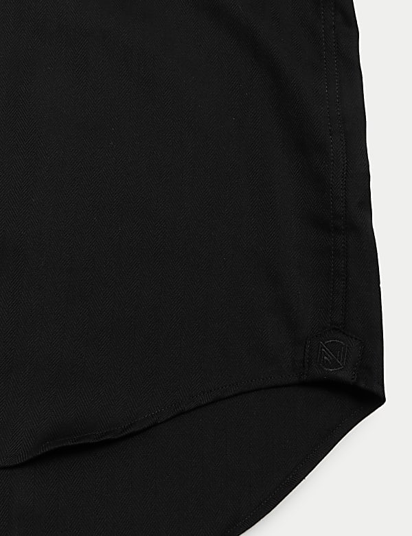 Regular Fit Pure Cotton Double Cuff Herringbone Shirt
