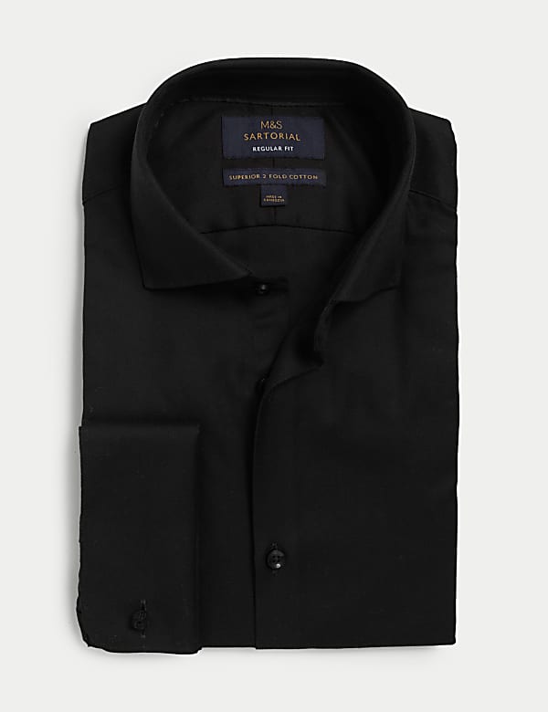 Regular Fit Pure Cotton Double Cuff Herringbone Shirt