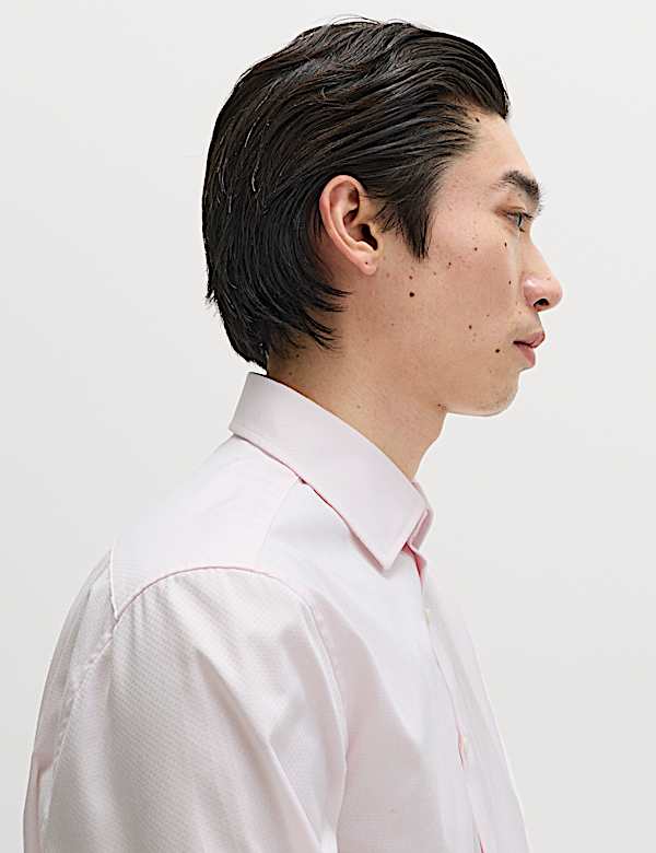 Overhemd van luxe zuiverkatoen met structuur en normale pasvorm - BE