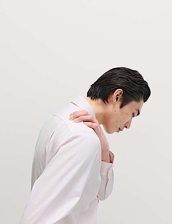 Overhemd van luxe zuiverkatoen met structuur en normale pasvorm - BE