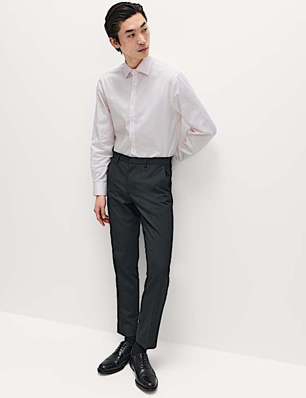 Overhemd van luxe zuiverkatoen met structuur en normale pasvorm - BE