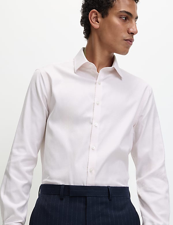 Slim Fit Luxury Pure Cotton Textured Shirt - UA