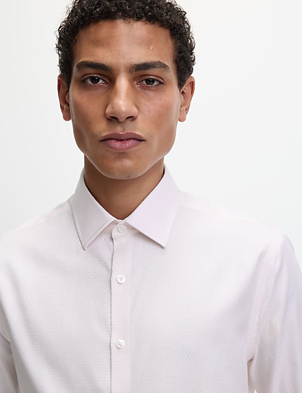 Slim Fit Luxury Pure Cotton Textured Shirt - UA