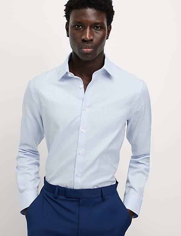 Slim Fit Luxury Pure Cotton Textured Shirt