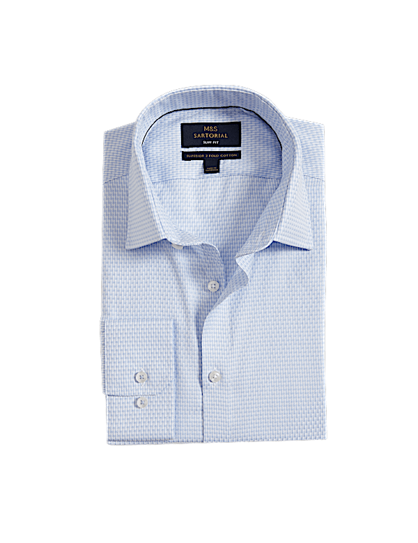 Slim Fit Luxury Pure Cotton Textured Shirt