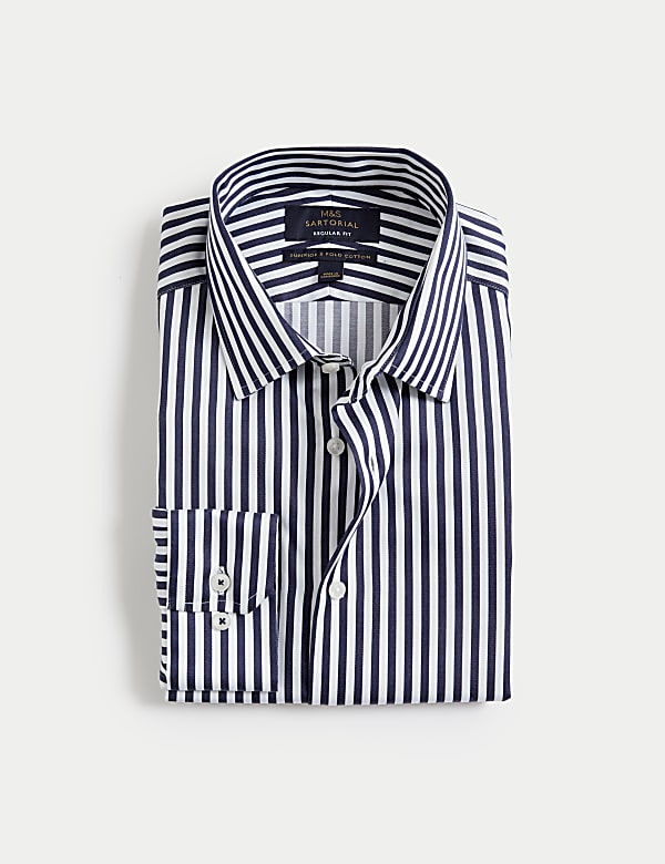 Regular Fit Luxury Cotton Bold Stripe Shirt - IS
