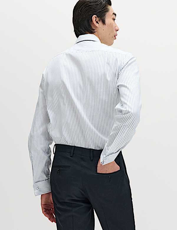 Chemise de luxe coupe slim 100 % coton &agrave; rayures - LU