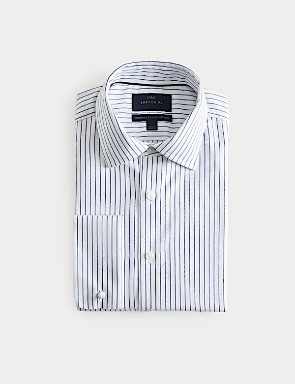 Chemise de luxe coupe slim 100 % coton &agrave; rayures - LU