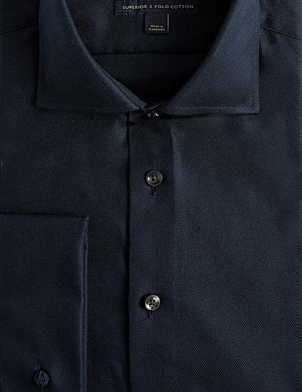 Regular Fit Luxury Cotton Double Cuff Twill Shirt - JO